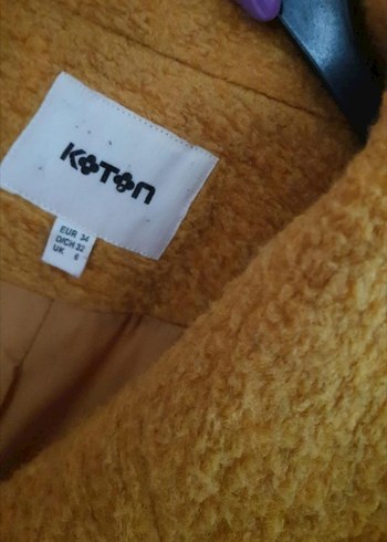 34 Beden Koton Hardal Sarısı Uzun Kaban