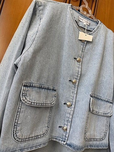 s Beden mavi Renk Denim kot etekli takım vakko şal