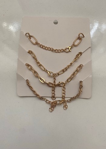 Zincir Detaylı Altın Rengi Kadın Bileklik Seti - Görsel 3