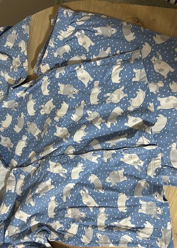 Beden Mavi Baskılı Pamuklu Çocuk Pijama Takımı