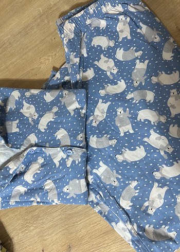 Mavi Baskılı Pamuklu Çocuk Pijama Takımı