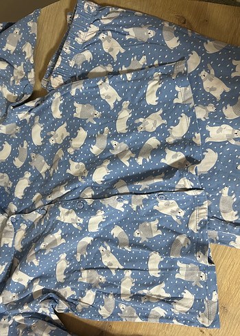 Beden Renk Mavi Baskılı Pamuklu Çocuk Pijama Takımı