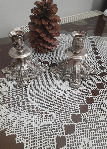 Gümüş şamdan mumluk 
