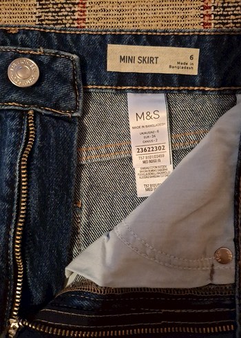 Kadın Mavi Denim Mini etek. M&S,beden 6.Yeni -etiketli. - Görsel 4