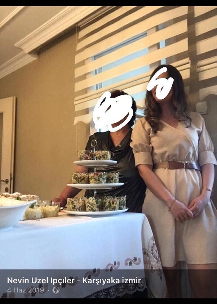 Krem keten elbise - Görsel 2