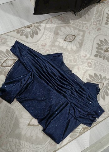 Püsküllü Lacivert Uzun Kadın Elbise - Görsel 7