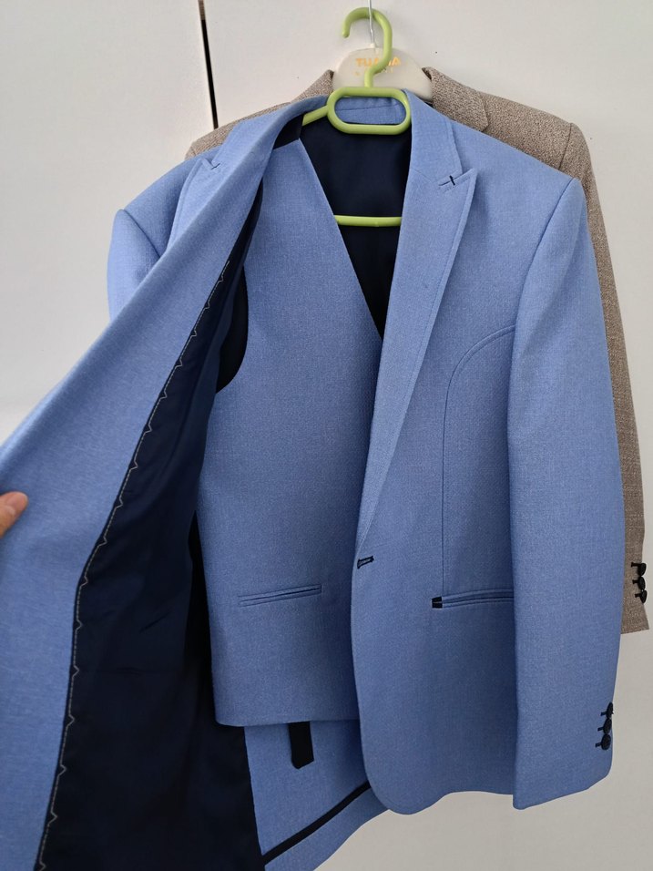 Mavi Düz Kesim Erkek Ofis Takım Elbise Ceketi - Görsel 2