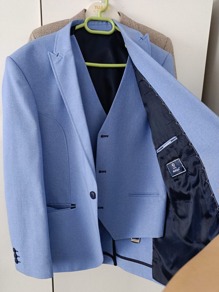 Mavi Düz Kesim Erkek Ofis Takım Elbise Ceketi - Görsel 3