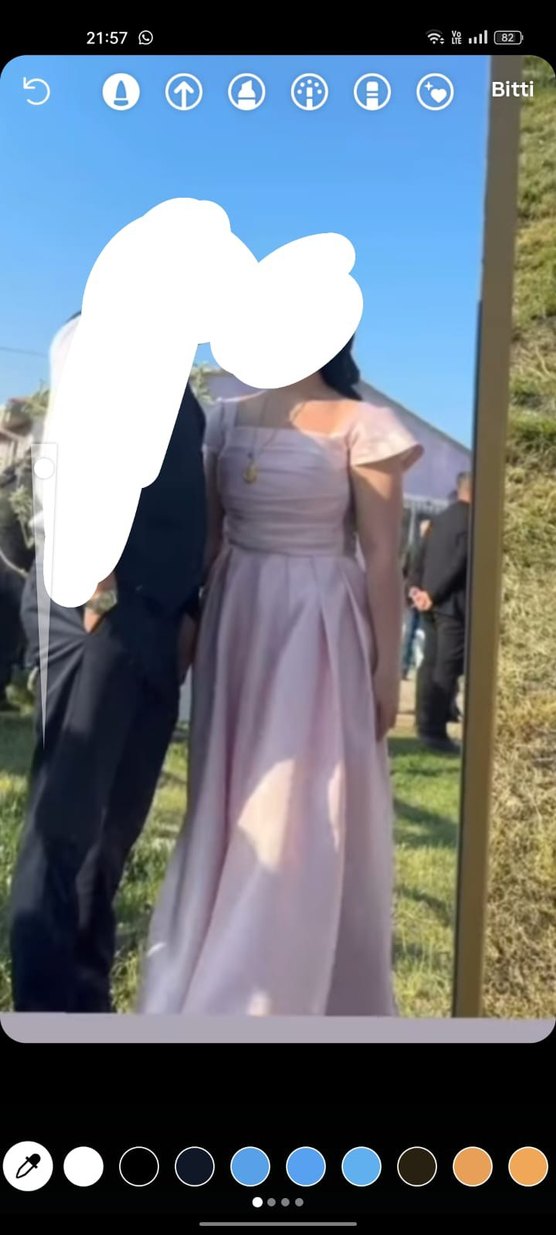 Pembe Drapeli Midi Abiye Elbise - Görsel 3