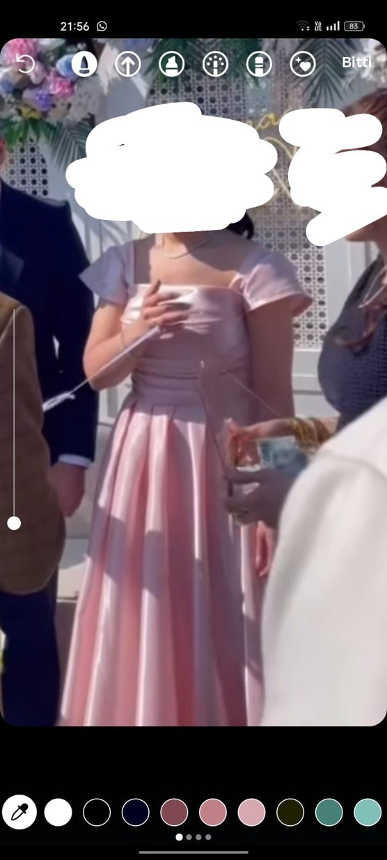 Pembe Drapeli Midi Abiye Elbise - Görsel 4