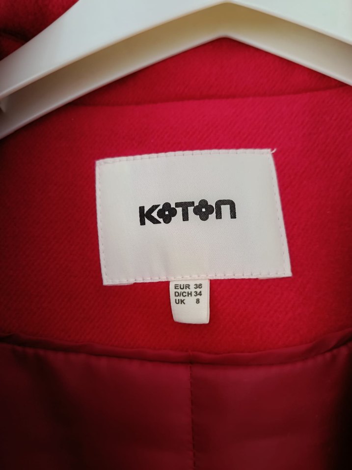 Koton Kırmızı Yün Midi Kaban - Görsel 2