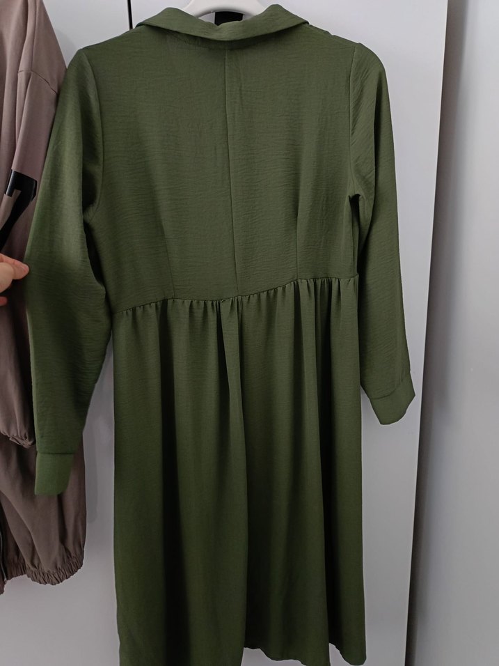 Düğmeli Keten Kadın Uzun Hırka - Görsel 3