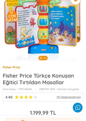 Fisher Price Türkçe Konuşan Eğitici Tırtıldan Masallar