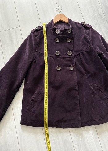 Düğmeli Mor fitilli kadife gotik Ceket