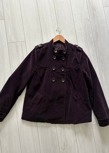 l Beden mor Renk Düğmeli Mor fitilli kadife gotik Ceket
