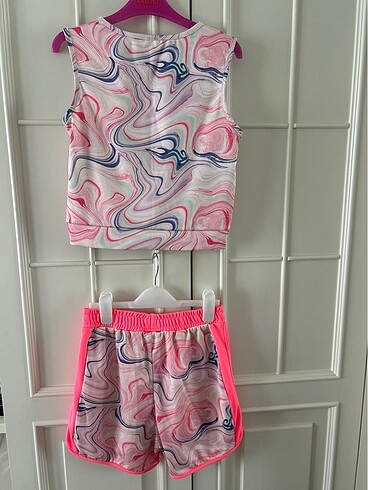 12-13 Yaş Beden pembe Renk Spor şort takım3 lü set