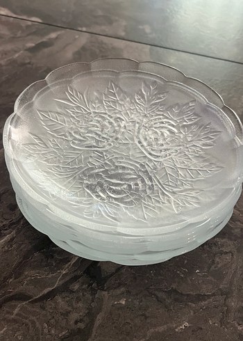 İşlemeli Beyaz Cam Tabak Seti - Görsel 3