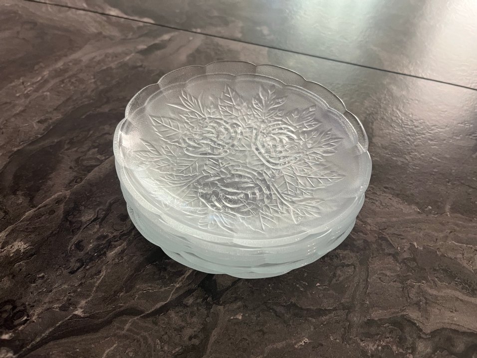 İşlemeli Beyaz Cam Tabak Seti - Görsel 3