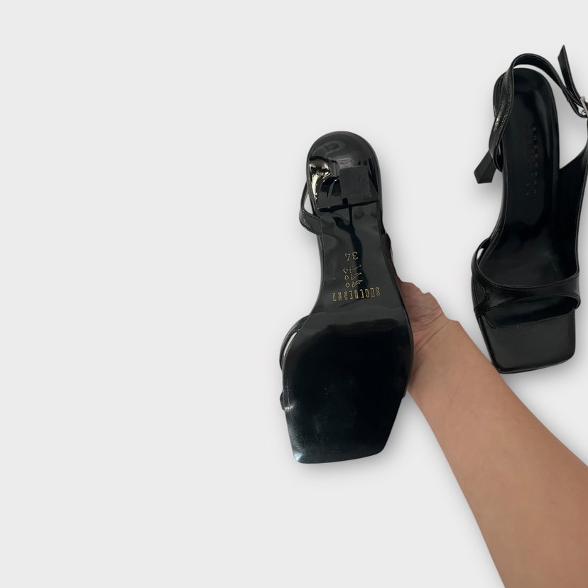 Siyah Rugan Stiletto Topuklu Kadın Ayakkabı - Görsel 4