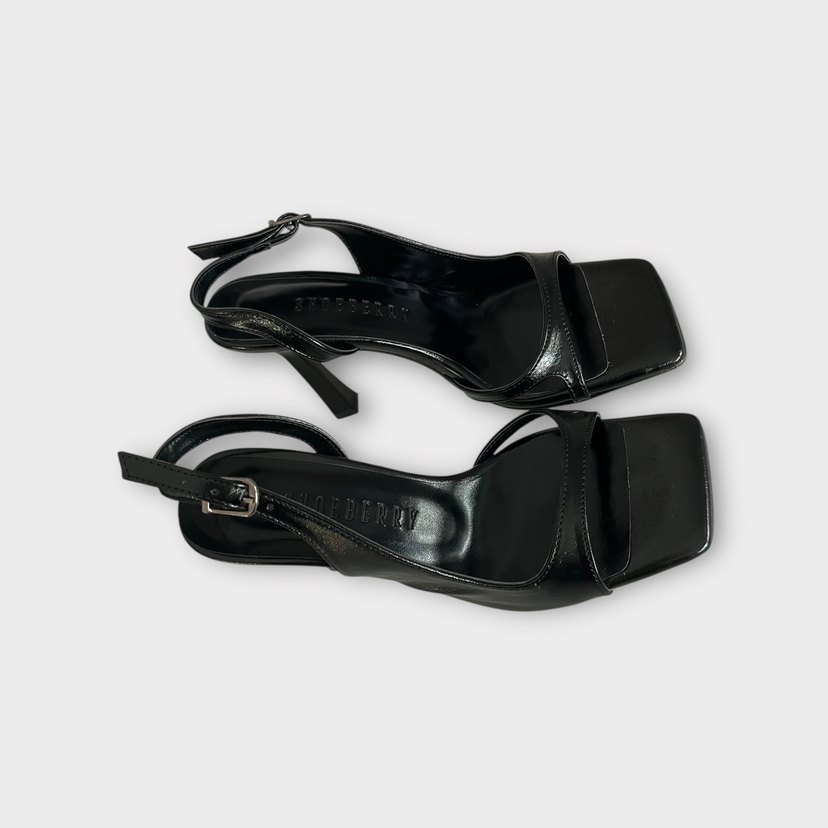 Siyah Rugan Stiletto Topuklu Kadın Ayakkabı - Görsel 2