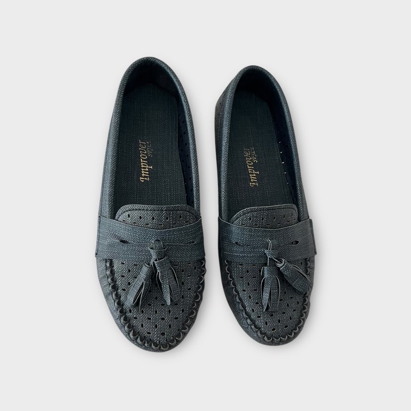 Mavi Yılan Desenli Püsküllü Kadın Babet - Görsel 3