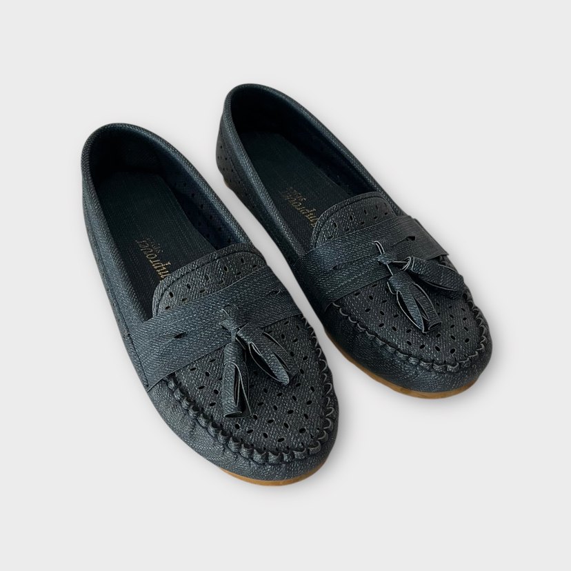 Mavi Yılan Desenli Püsküllü Kadın Babet - Görsel 2