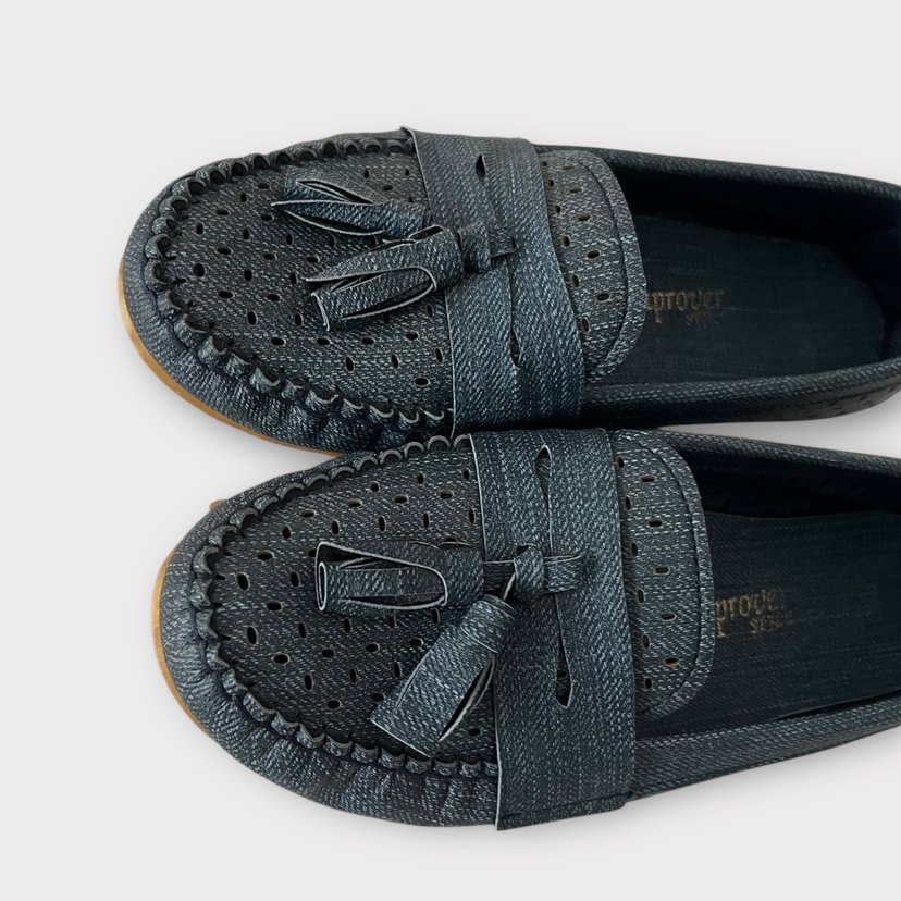 Mavi Yılan Desenli Püsküllü Kadın Babet - Görsel 5