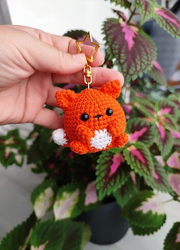 Tilki amigurumi anahtarlık