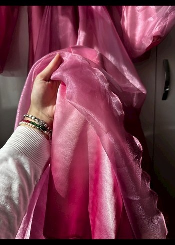 Pembe Uzun Kollu Salaş Kadın Abiye - Görsel 5