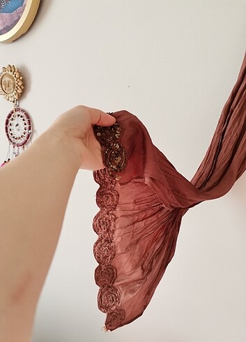 René Derhy Vintage Şık Bluz, Boncuk Detaylı