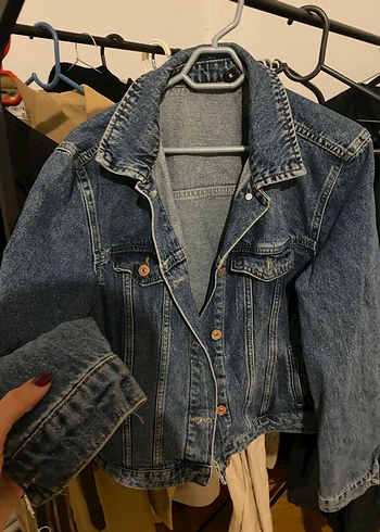 Kadın Mavi Denim Düğmeli Ceket