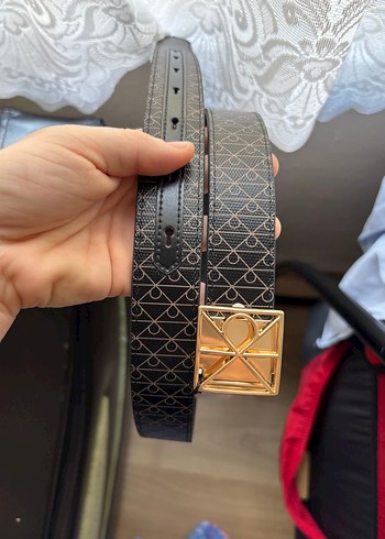 Calvin Klein Sik Monogram Desenli Deri Kemer