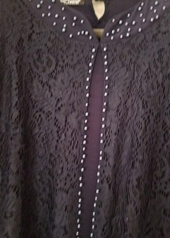 Uzun lacivert Dantel İşlemeli Gotik Elbise - Görsel 5