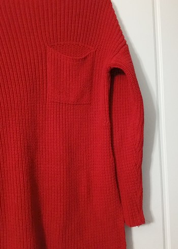 Kadın Kırmızı Triko Uzun Kollu Kazak - Görsel 4