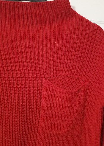Kadın Kırmızı Triko Uzun Kollu Kazak - Görsel 2