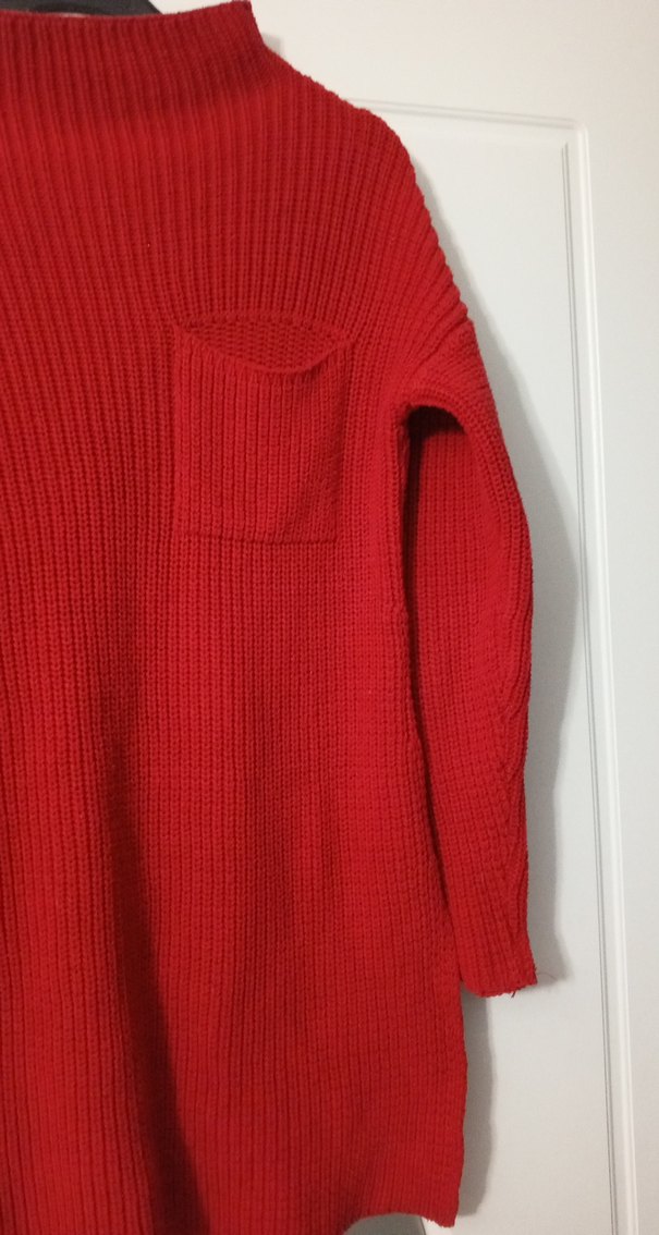 Kadın Kırmızı Triko Uzun Kollu Kazak - Görsel 4