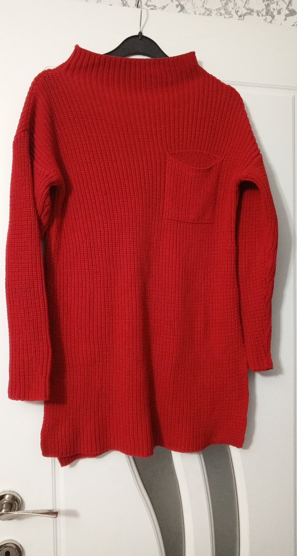 Kadın Kırmızı Triko Uzun Kollu Kazak - Görsel 5