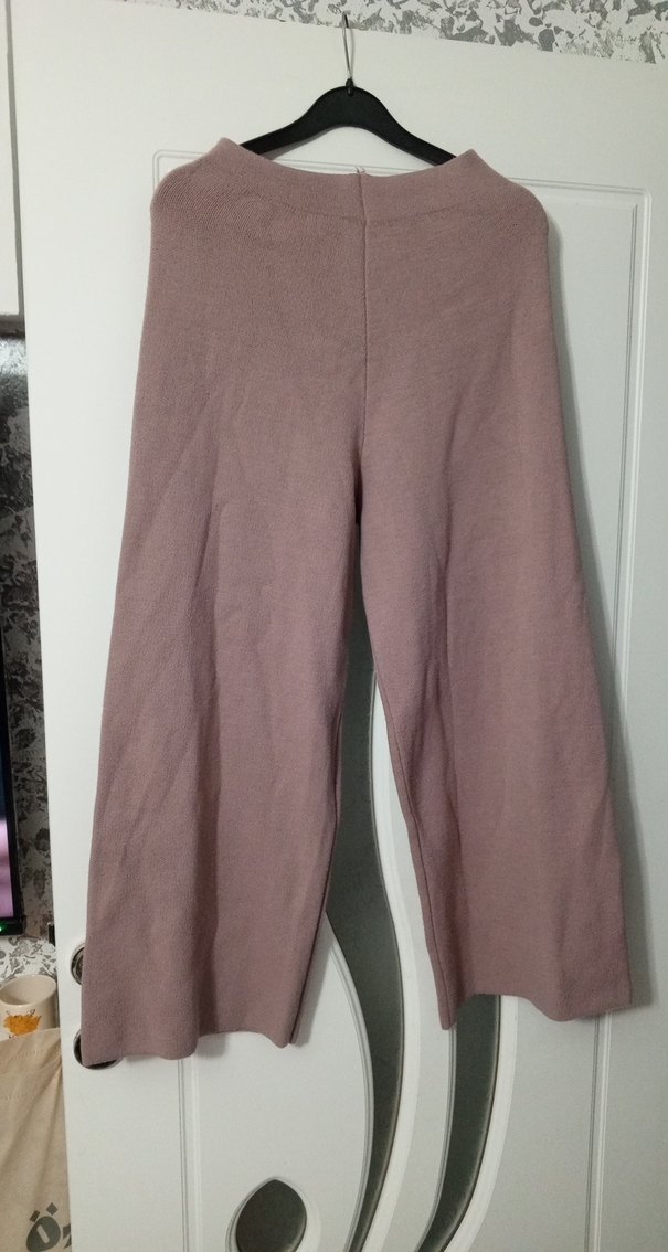 Gri Bej Örgü Kadın Midi Kumaş Pantolon - Görsel 3