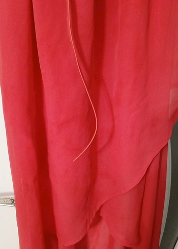 kız çocuk  Kırmızı Uzun Drapeli Elbise - Görsel 6