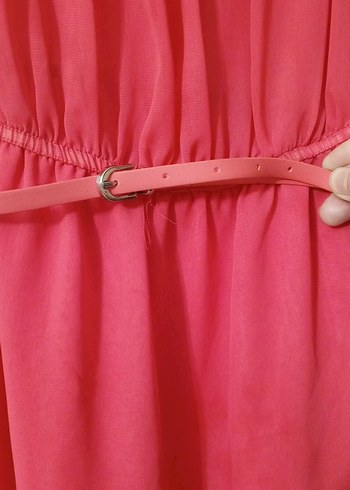 kız çocuk  Kırmızı Uzun Drapeli Elbise - Görsel 4