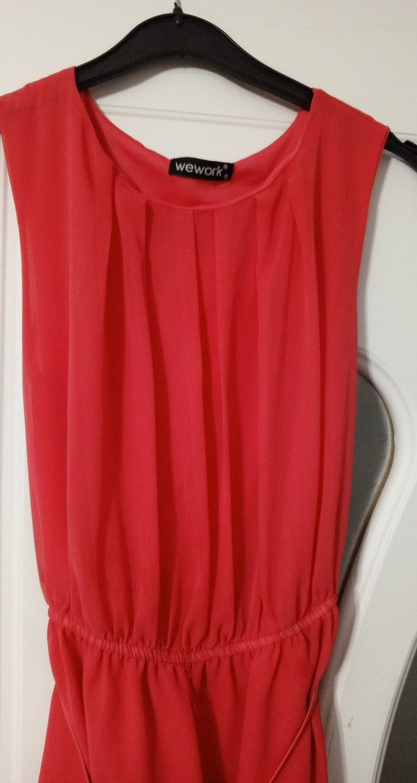 kız çocuk  Kırmızı Uzun Drapeli Elbise - Görsel 3