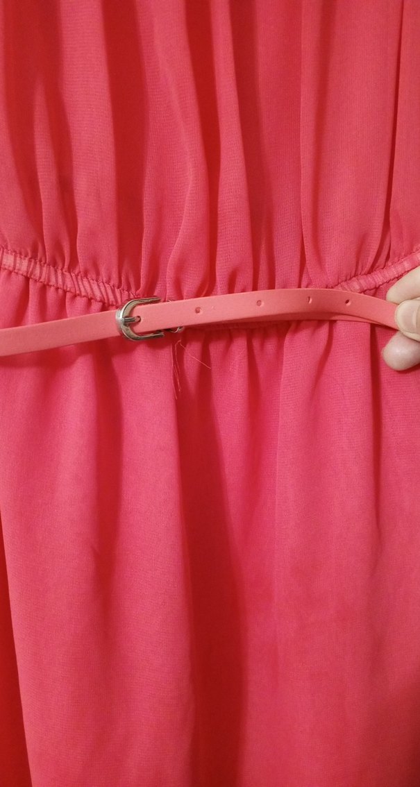 kız çocuk  Kırmızı Uzun Drapeli Elbise - Görsel 4