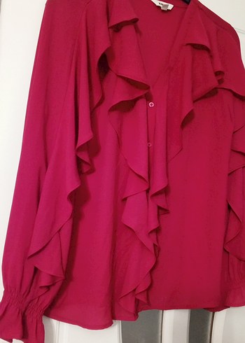 Fırfırlı V Yaka Kadın Bluz - Görsel 3