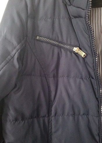 Kadın Lacivert Uzun Kışlık Fermuarlı Mont - Görsel 6