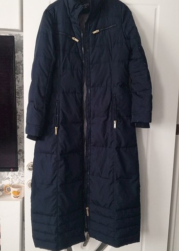 Kadın Lacivert Uzun Kışlık Fermuarlı Mont - Görsel 2