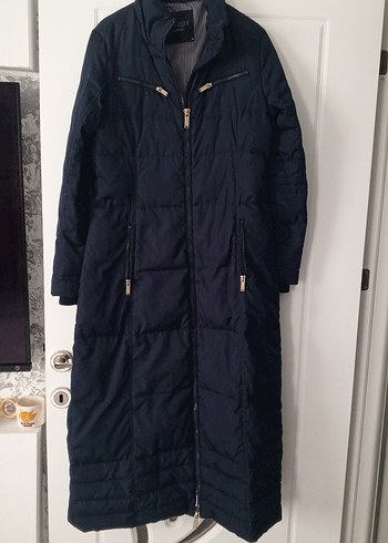 Kadın Lacivert Uzun Kışlık Fermuarlı Mont - Görsel 10