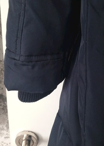 Kadın Lacivert Uzun Kışlık Fermuarlı Mont - Görsel 7