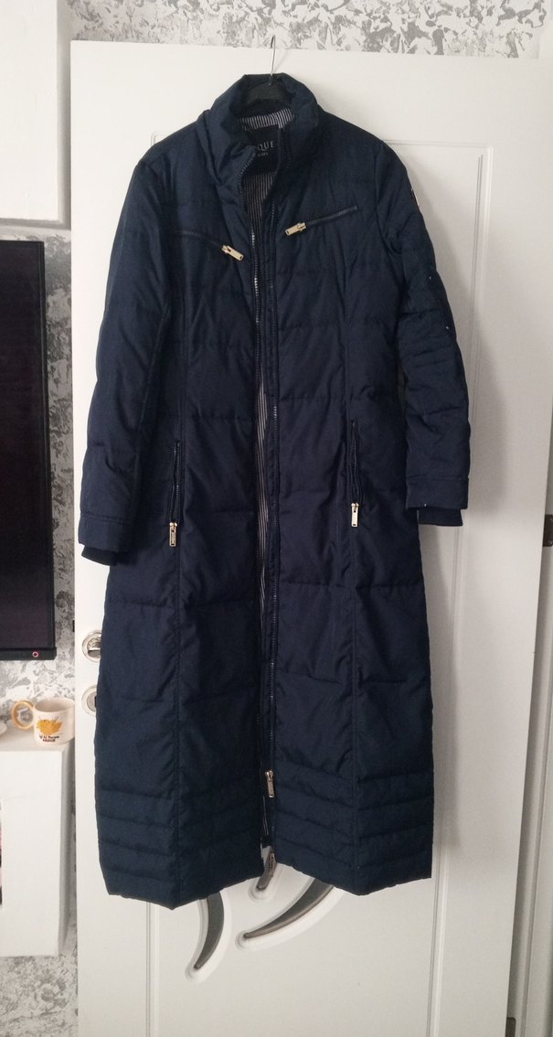 Kadın Lacivert Uzun Kışlık Fermuarlı Mont - Görsel 2