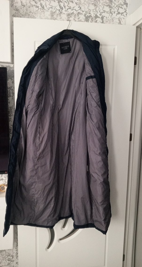 Kadın Lacivert Uzun Kışlık Fermuarlı Mont - Görsel 5