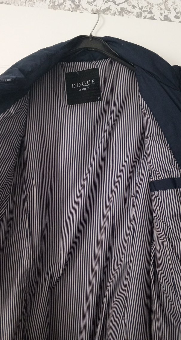 Kadın Lacivert Uzun Kışlık Fermuarlı Mont - Görsel 4